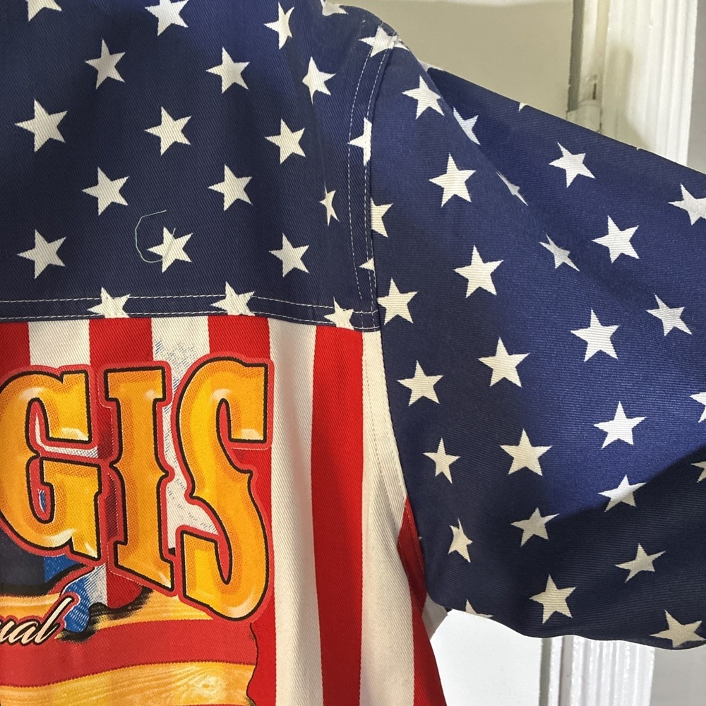 Biker Apparel Sturgis 2022 American Flag Button Up Shirt Size M NWT - Picture 8 of 12